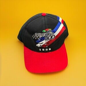 Vintage No Fear  Daytona 500 Adult Adjustable Strap Back Hat Cap One Size Red